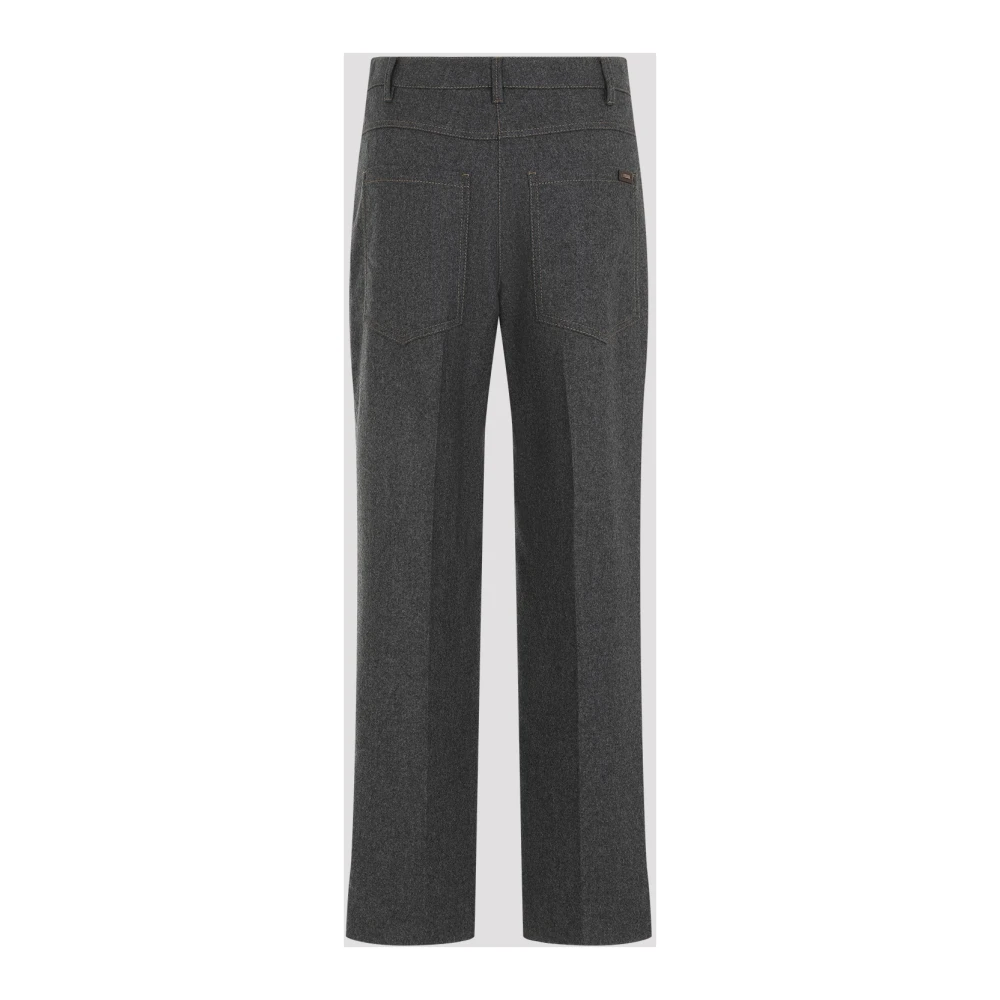 BRUNELLO CUCINELLI Donkergrijze Cropped Flannel Broek Gray Dames