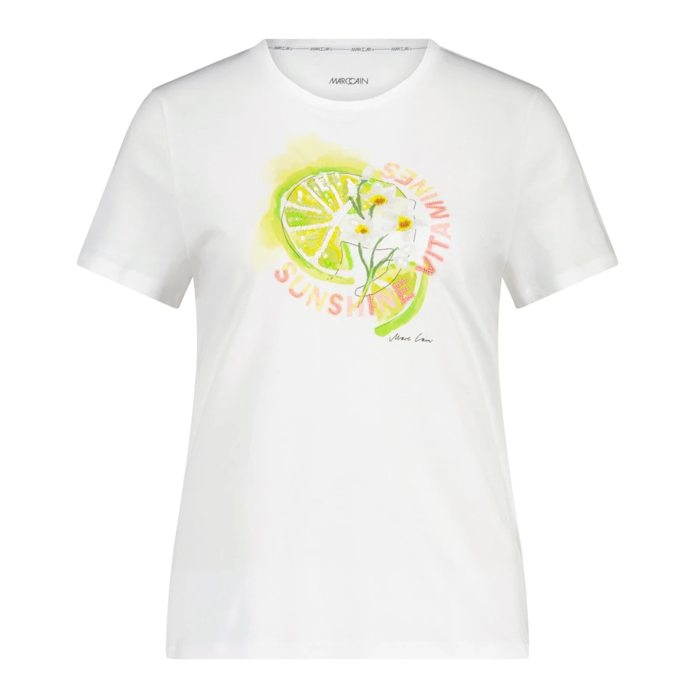 Marc Cain Logo Print Katoenen T-shirt White Dames