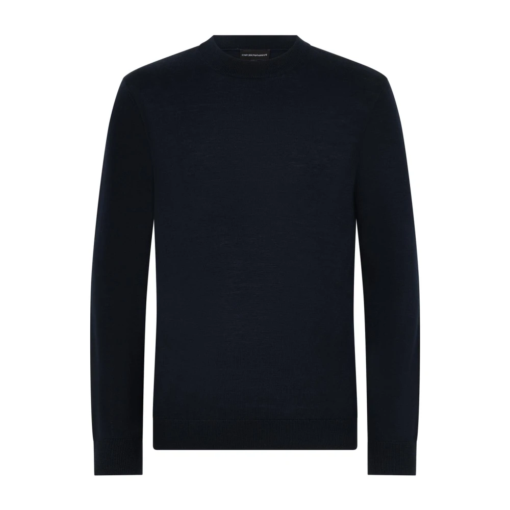 Emporio Armani Herren Blau Rundhals-Pullover Aus Wollmischung