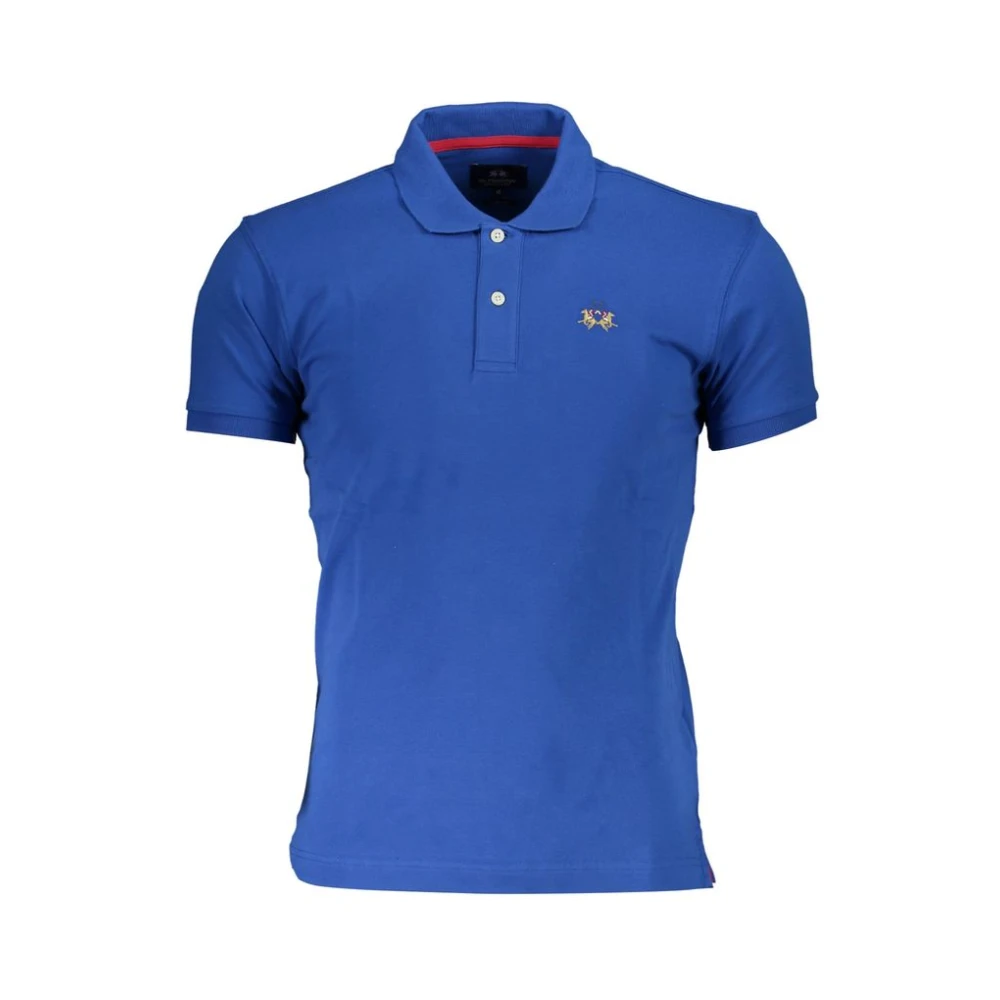 LA MARTINA Geborduurd Poloshirt met Contrasterende Details Blue Heren