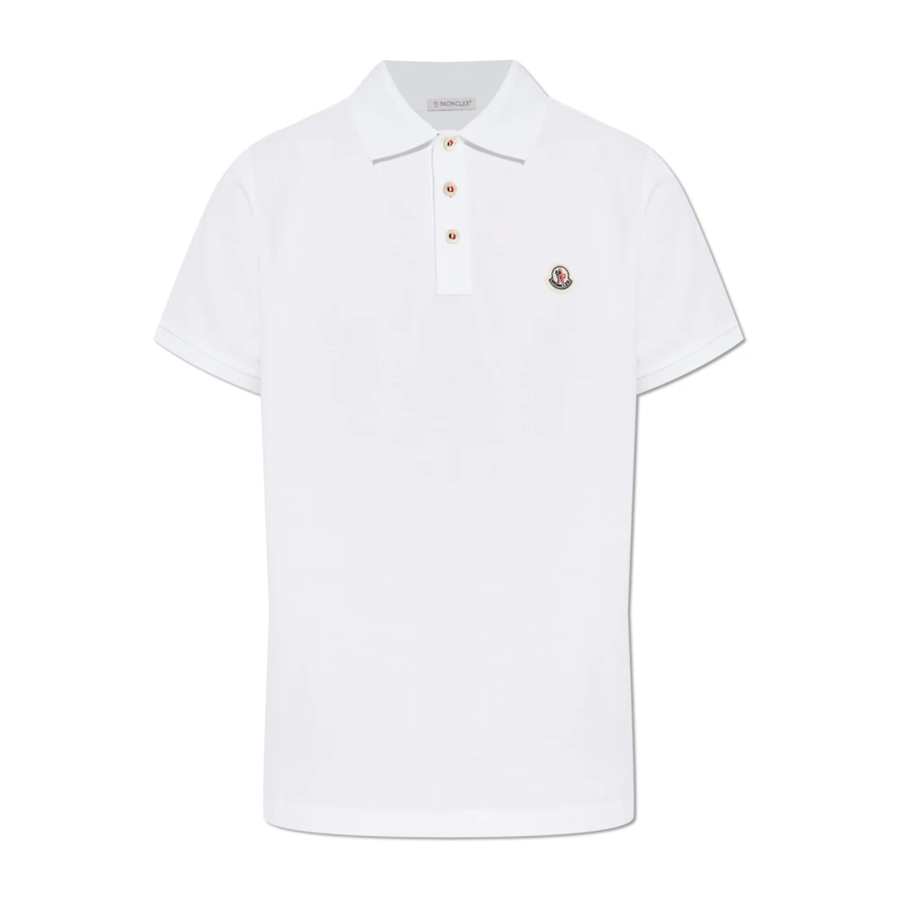 Moncler Men's White Polo With Logo Patch