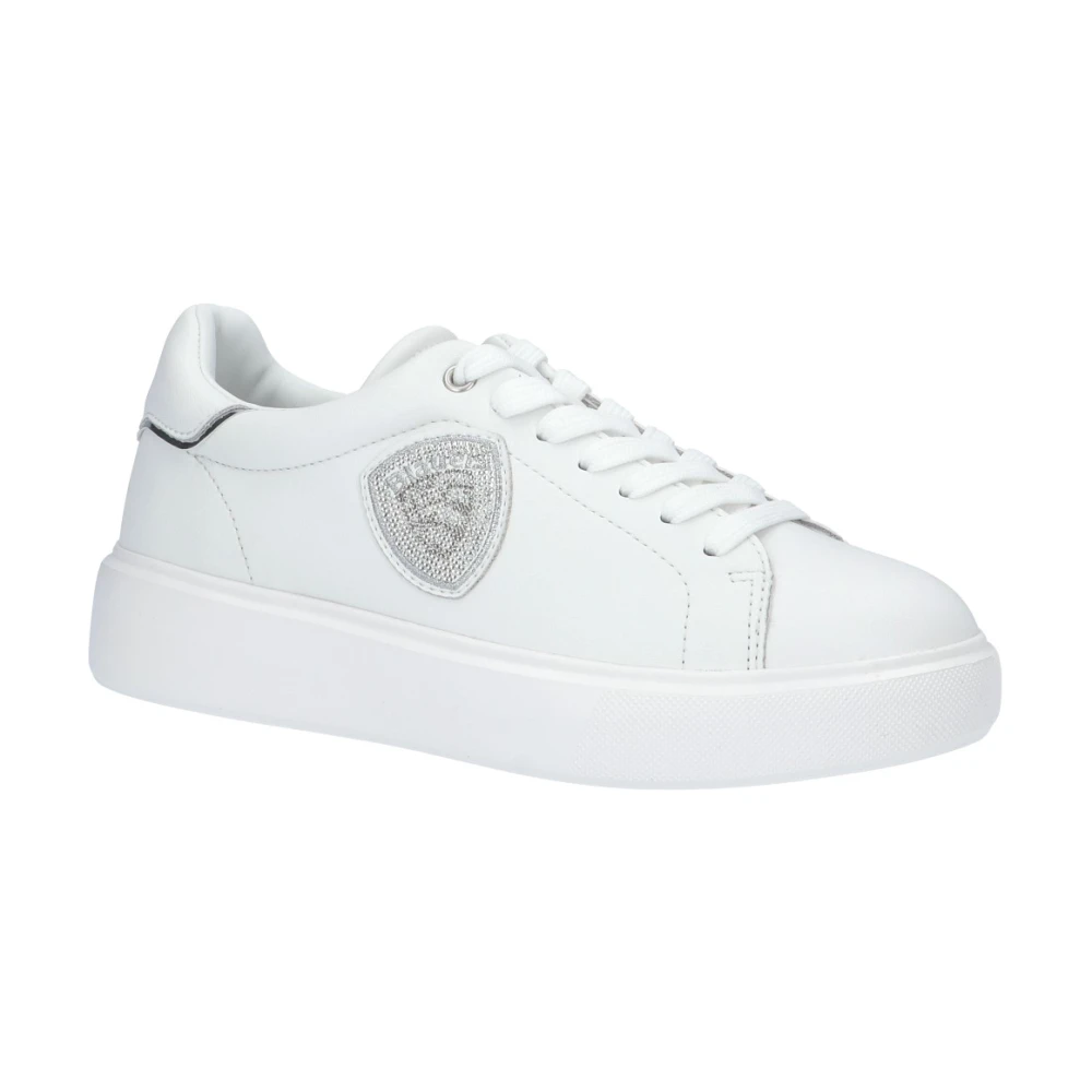 Blauer Leren Sneaker White Dames