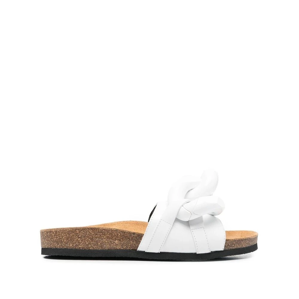 Jw Anderson Women's White Chain-Link Leather Slides