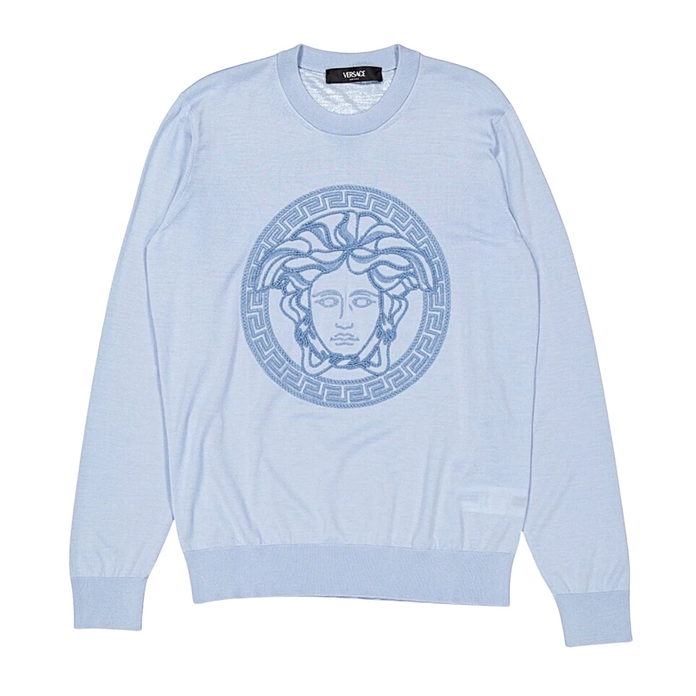 Versace Men's Blue Maglia - Round-Neck Knitwear - M - Knitwear