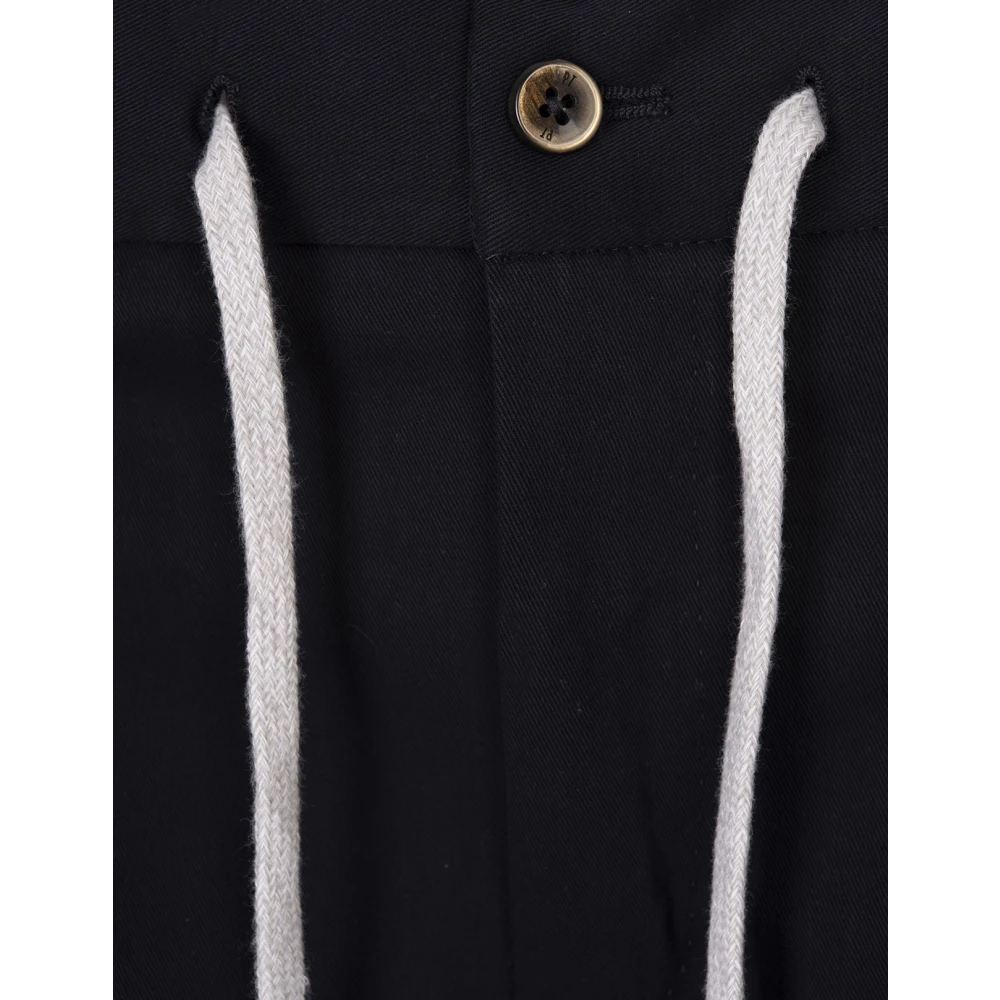 PT Torino Blauwe Slim Fit Broek Katoen Kasjmier Blue Heren