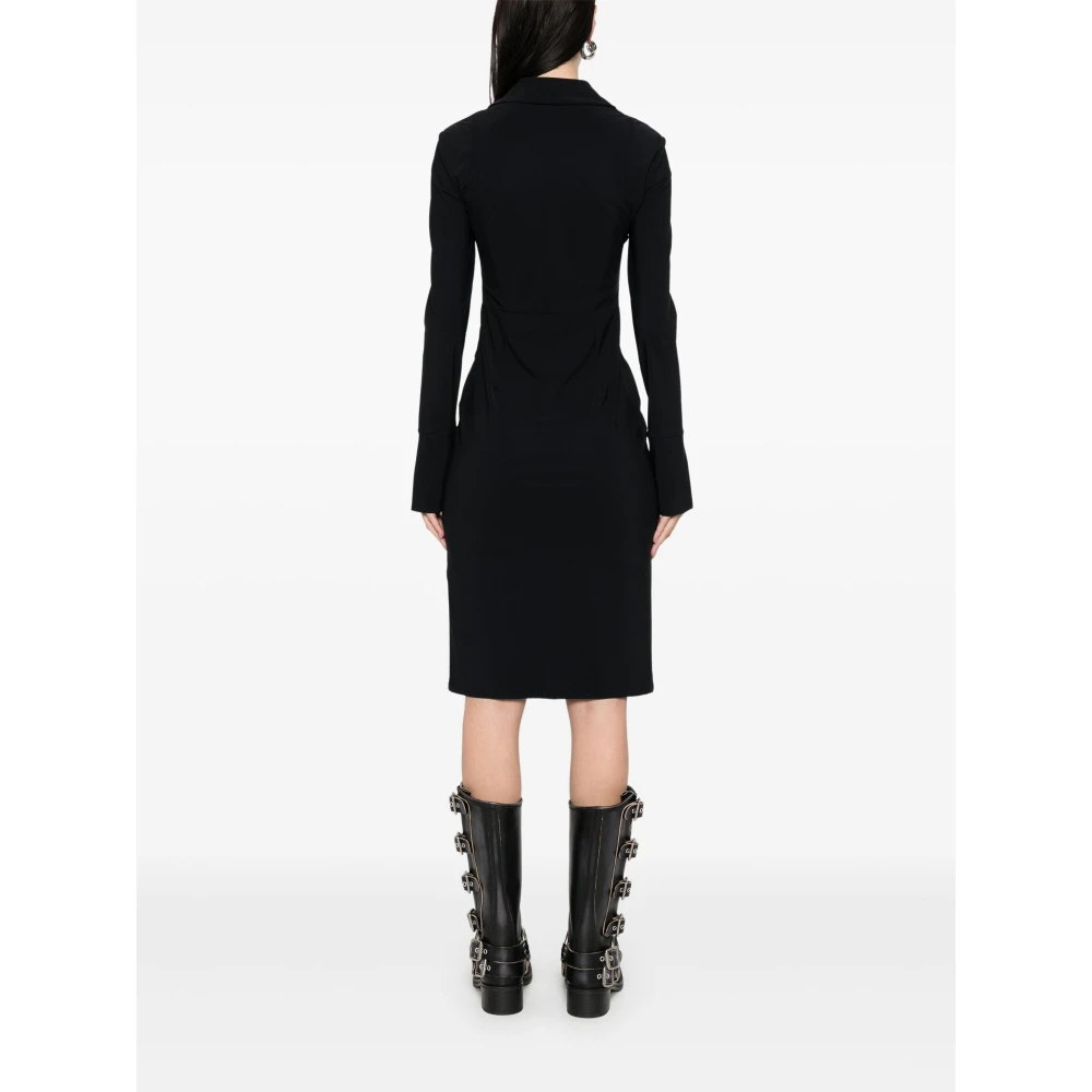 PATRIZIA PEPE Midi Jurk met Rits Detail Black Dames