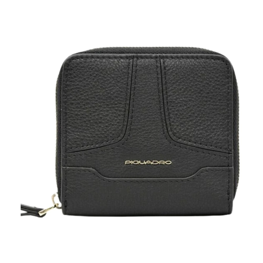 Piquadro Women's Black Wallets & Cardholders, One Size, Wallet With Zipper Closure