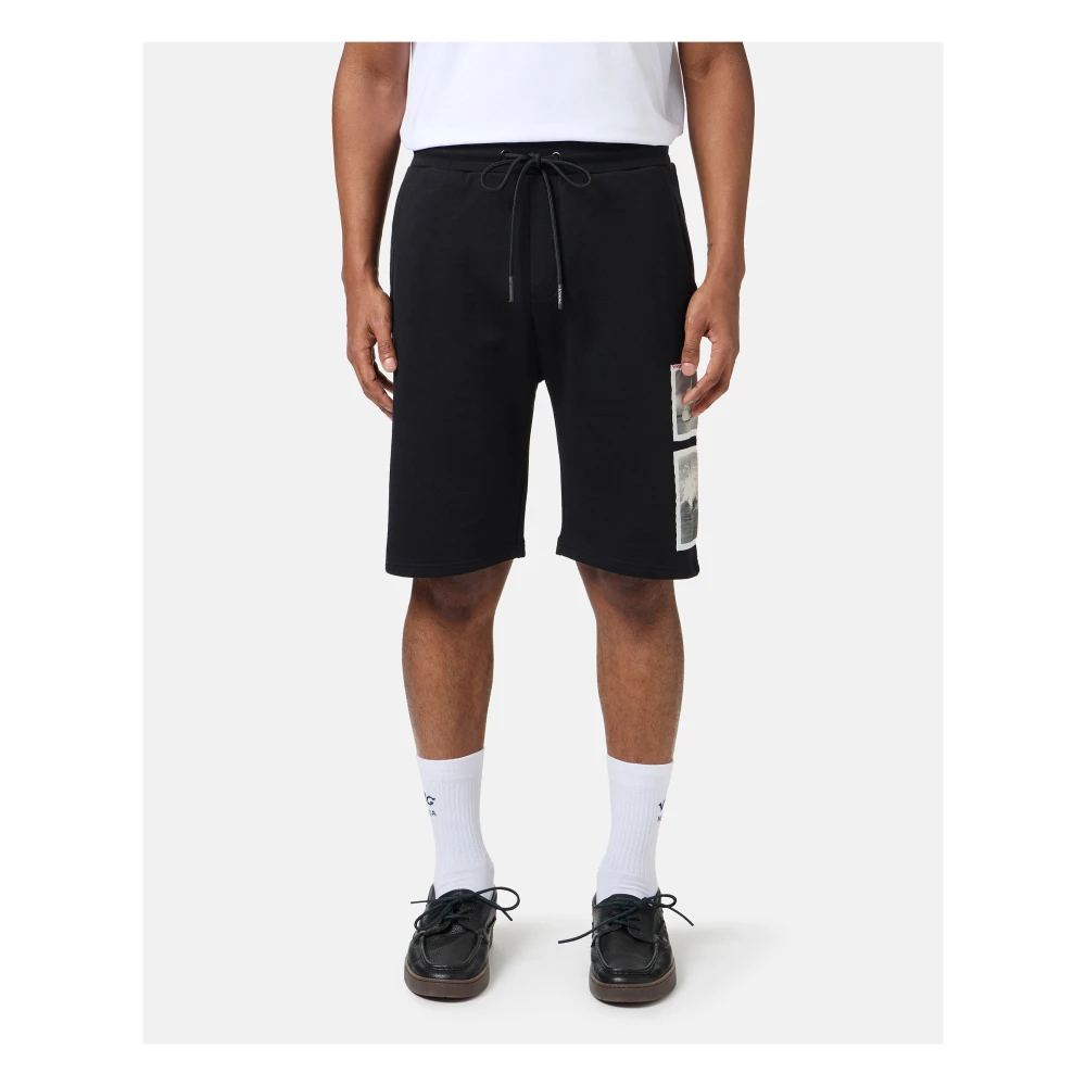 Iceberg Zwarte slim fit katoenen fleece bermuda Black Heren