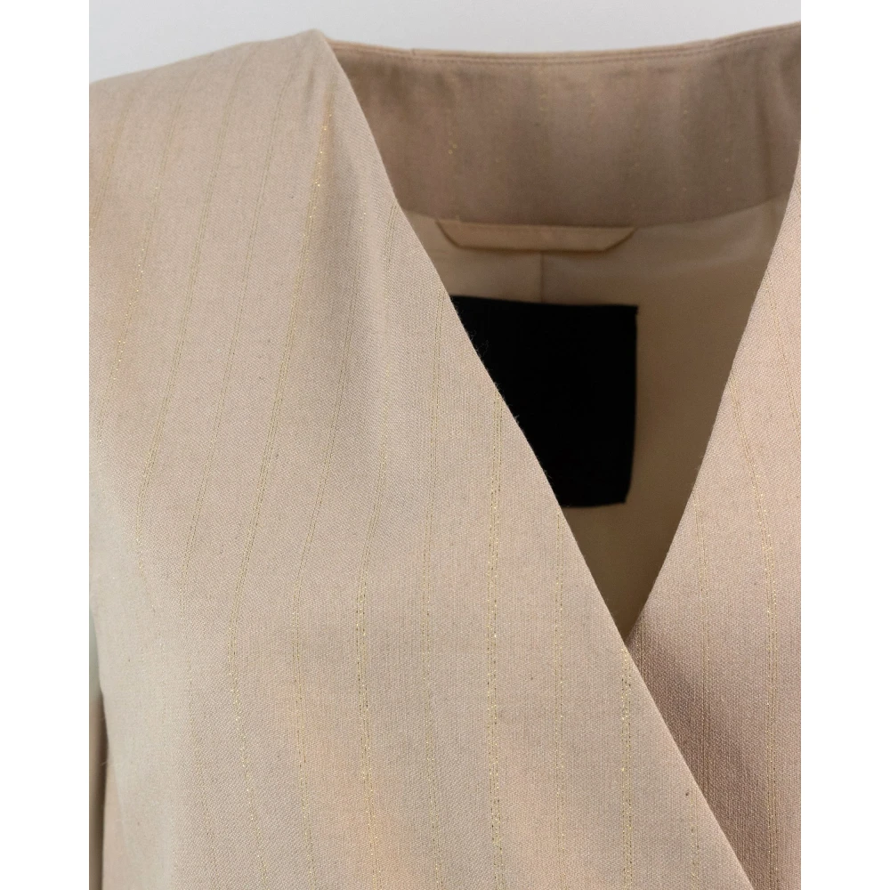 Liu Jo Gouden Gestreepte Lurex Jas Beige Dames