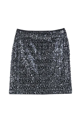 Sequin Tweed Skirt