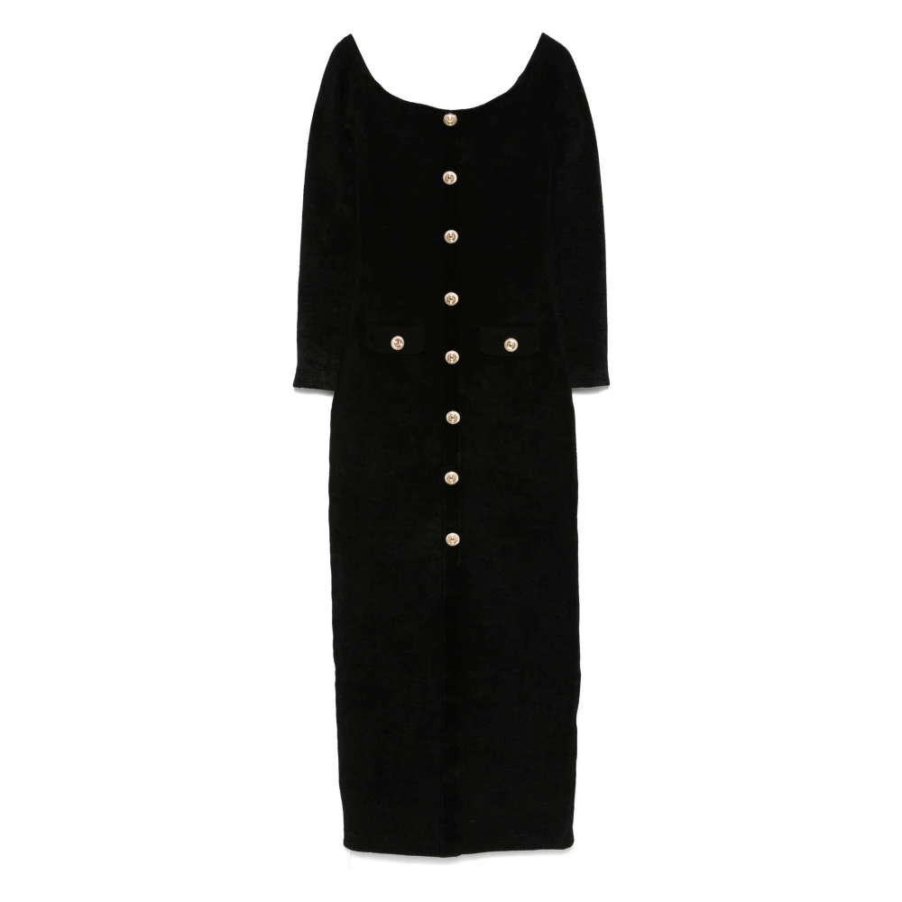 Self Portrait Zwarte Off-Shoulder Jurk met Zakken Black Dames