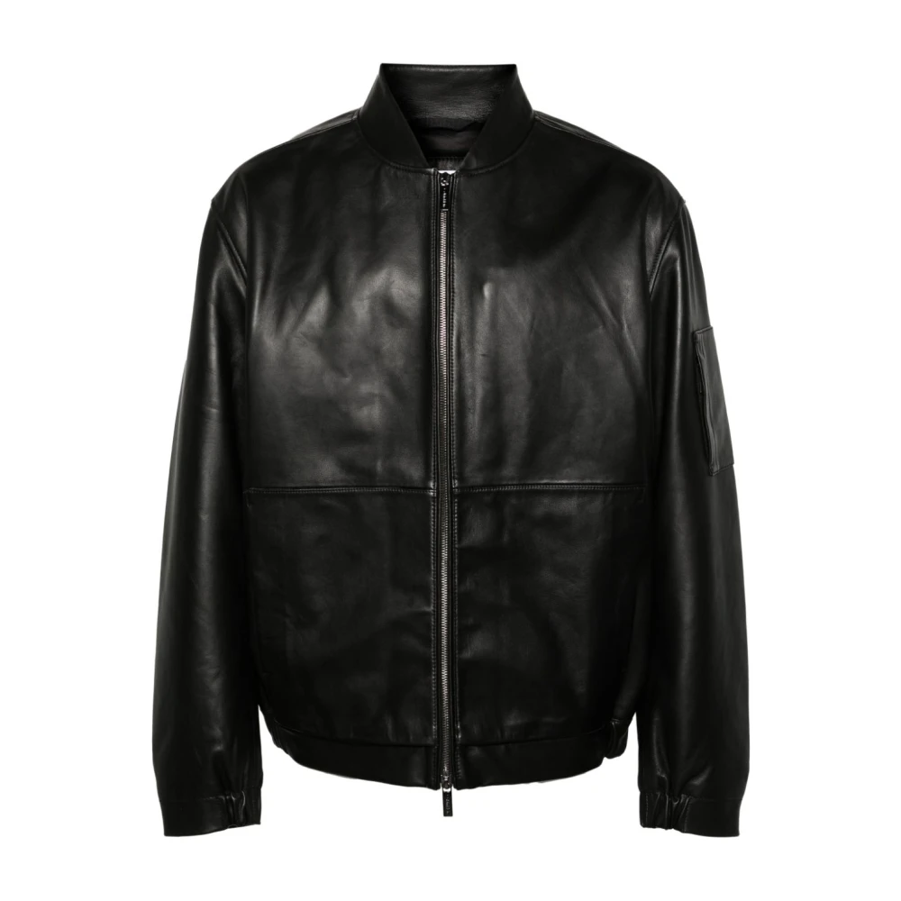 Calvin Klein Leather Jackets Black Heren