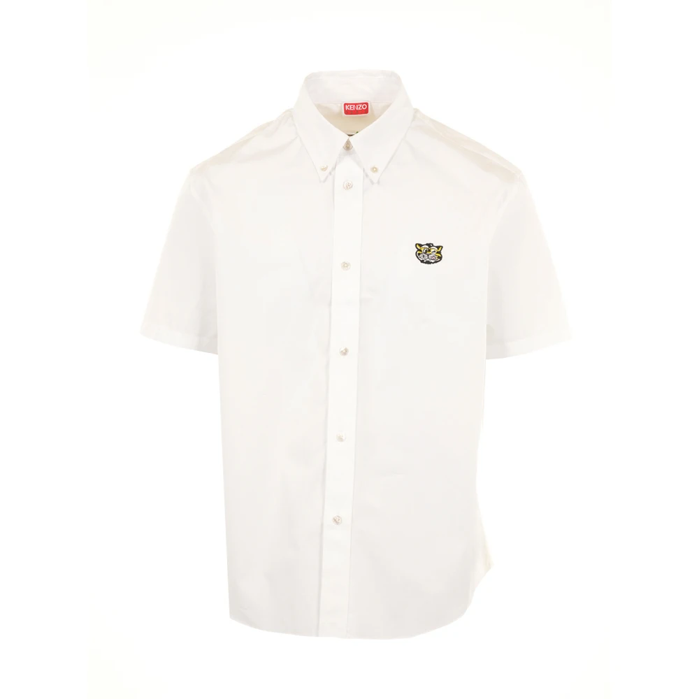 Kenzo Vit Wild Tiger Kortärmad Skjorta