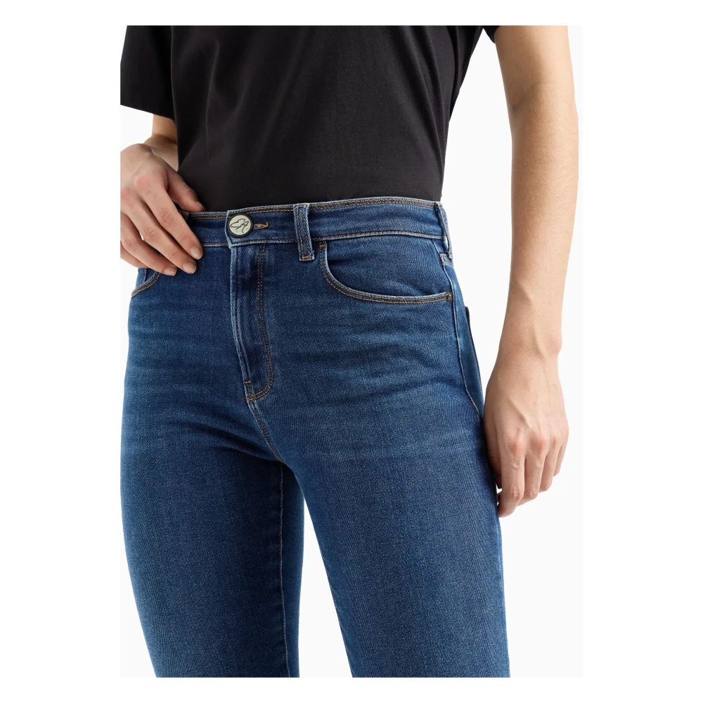 Emporio Armani Donkerblauwe Skinny Jeans met Contraststiksels Blue Dames