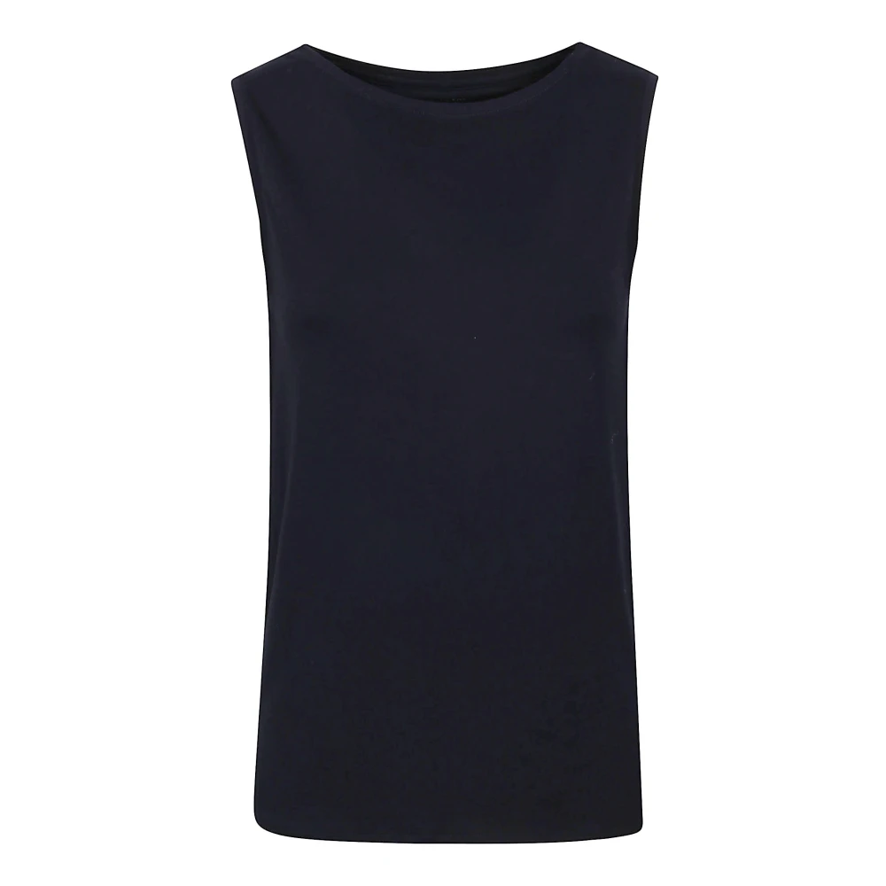 Majestic filatures Blauwe Viscose Elastaan Top Portugal Gemaakt Blue Dames