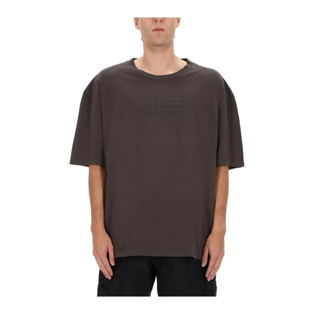 Maison Margiela Uomo Marrone - Numeric Logo T-Shirt - Tops - L