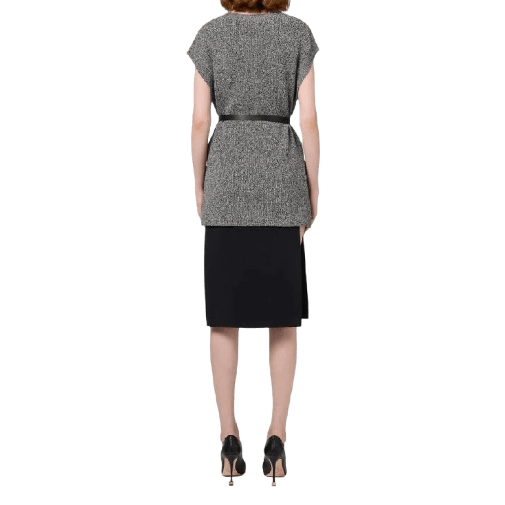 Elisabetta Franchi Gebreide Mouwloze Riemtop Gray Dames