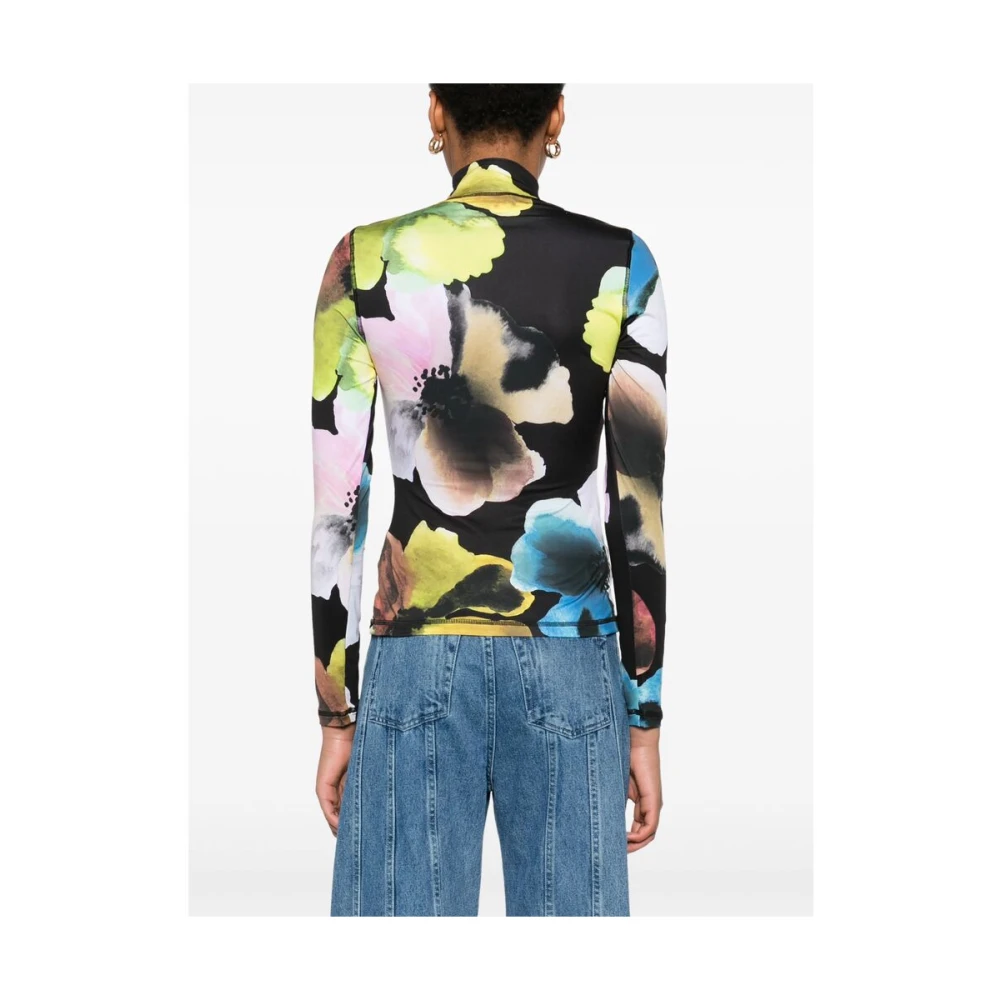 Stine Goya Zwarte Bloemenprint Trui Lange Mouwen Multicolor Dames