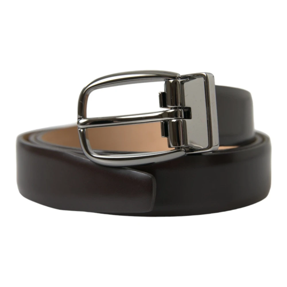 Dolce & Gabbana Elegante donkerbruine leren riem Brown Heren