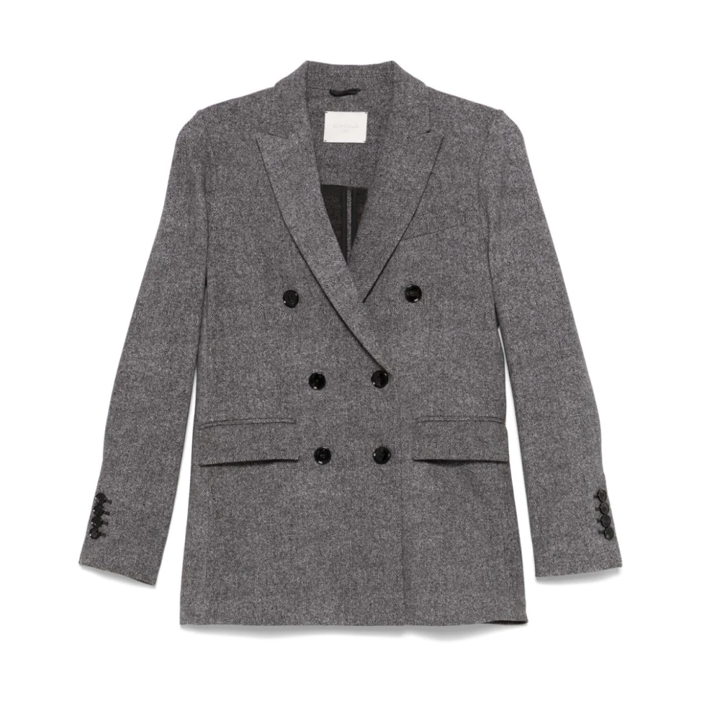 Circolo 1901 Women's Gray Blazers,, Double-Breasted Grey Jackets With Peak Lapels 2XS