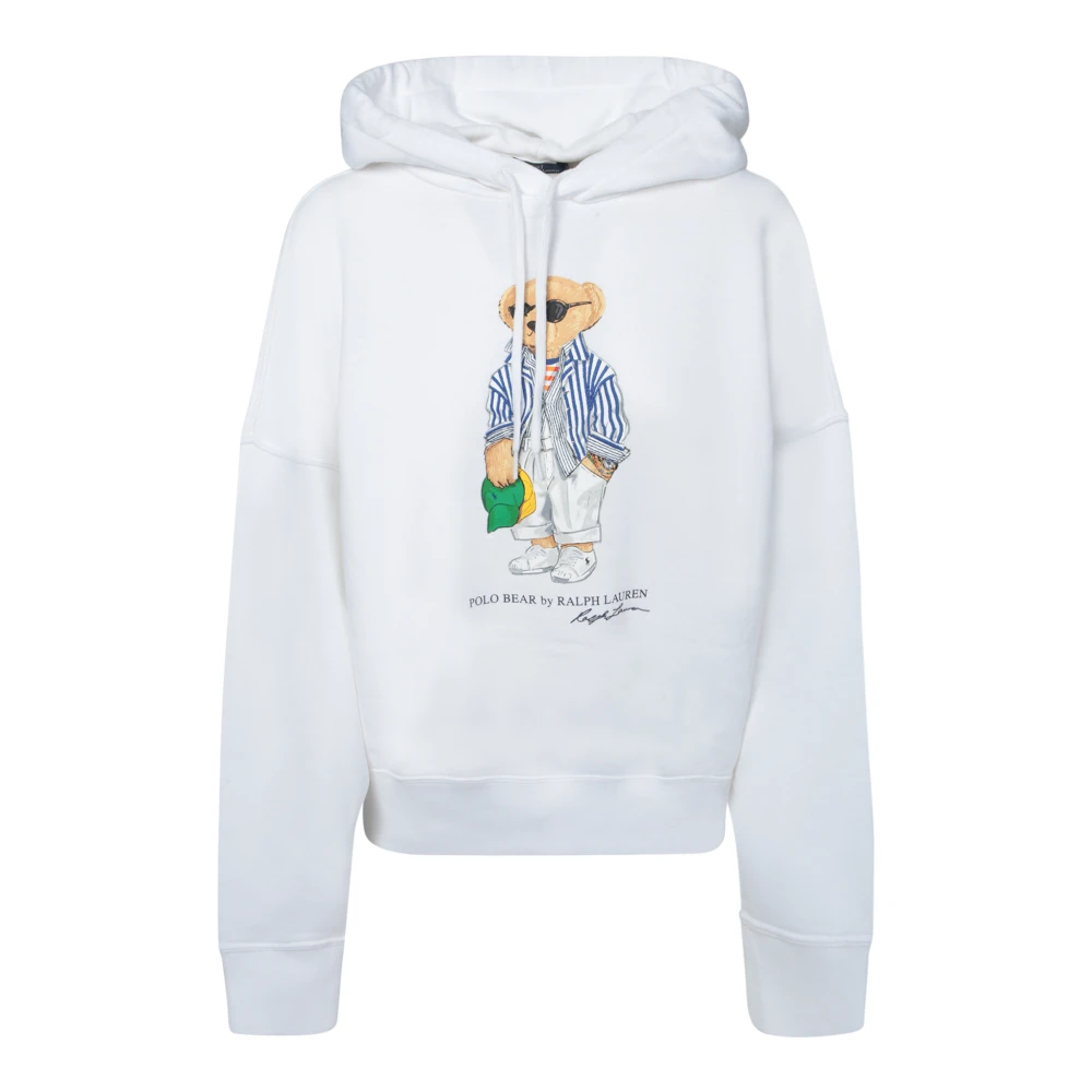 Polo Ralph Lauren Geborduurde Beer Hoodie Sweatshirt White Dames