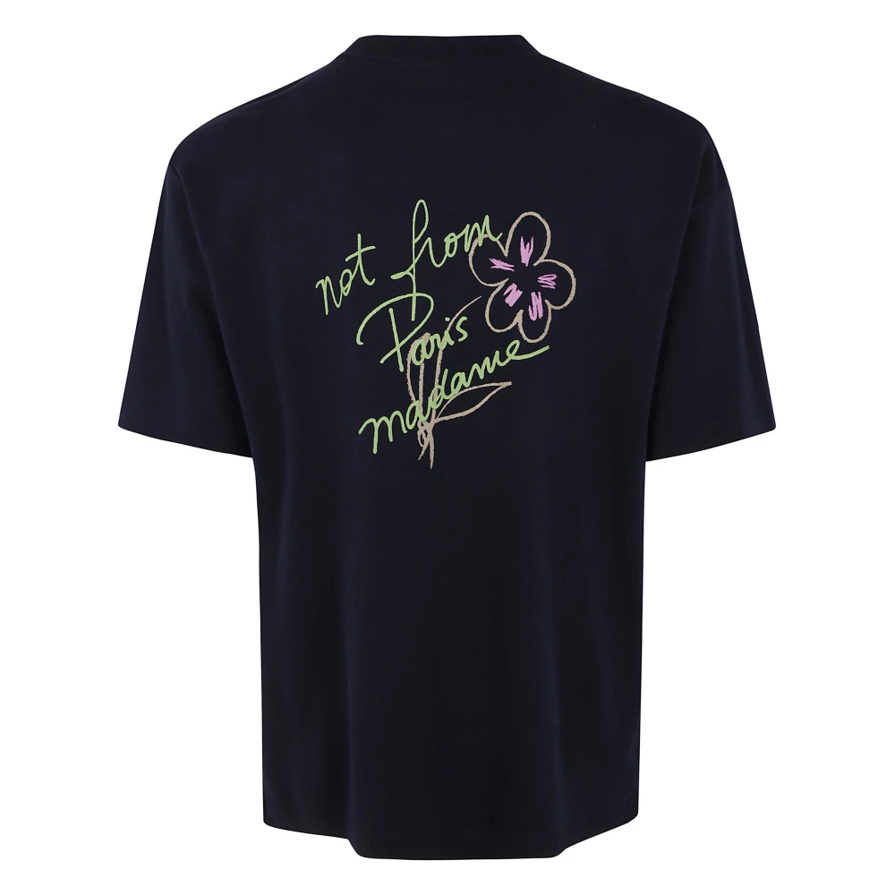 Drole de Monsieur Slogan Schets T-shirt Blue Heren