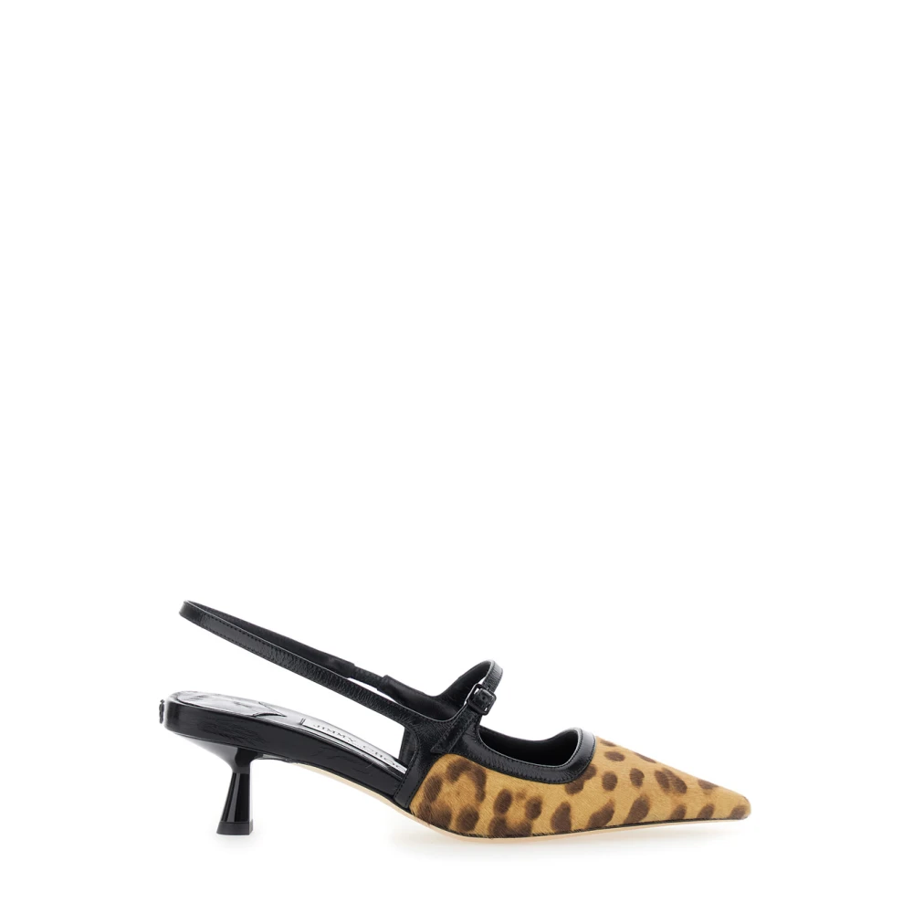 Leopard Motif Slingback Pumps Brunt Skinn