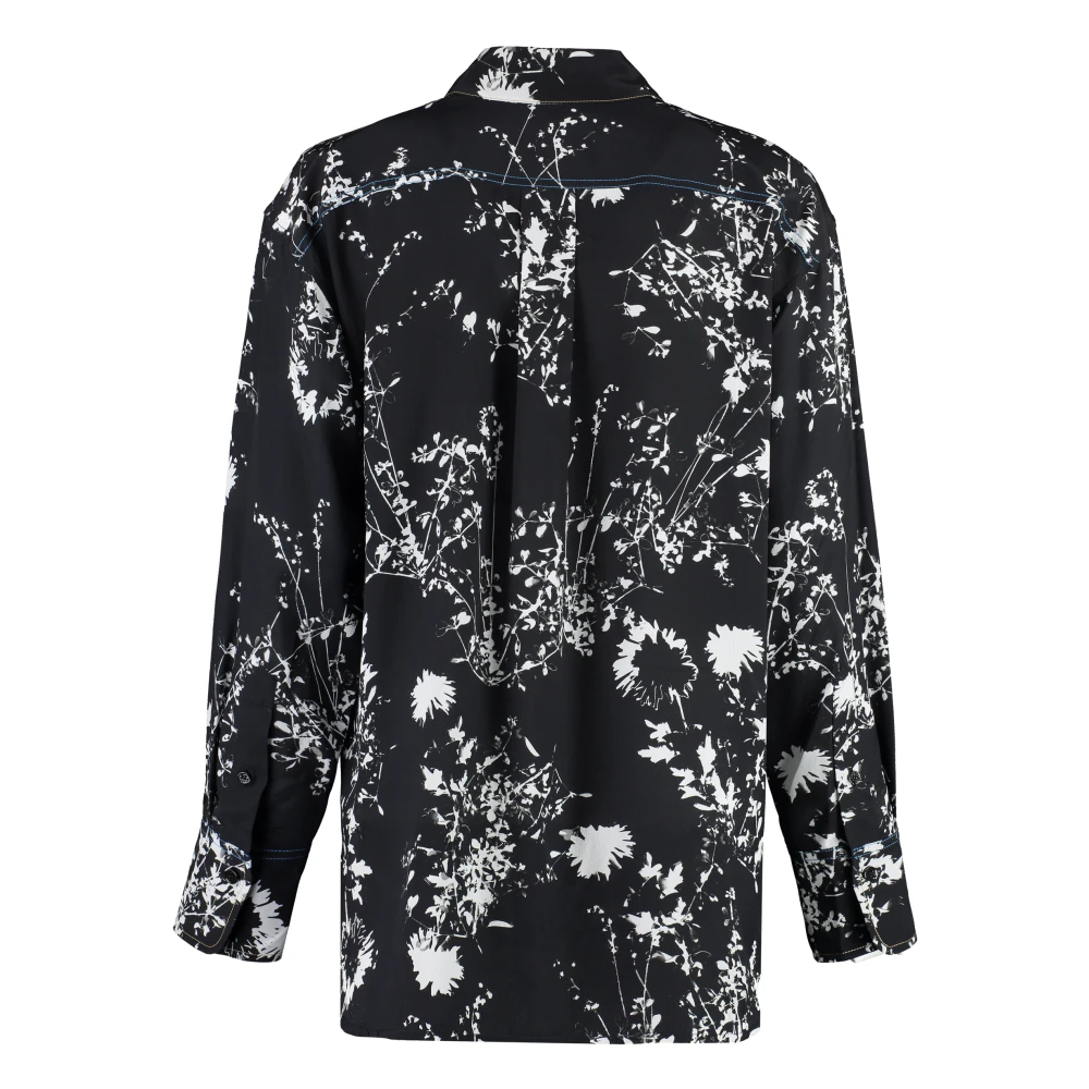 Victoria Beckham Zijden overhemd met contraststiksels Black Dames