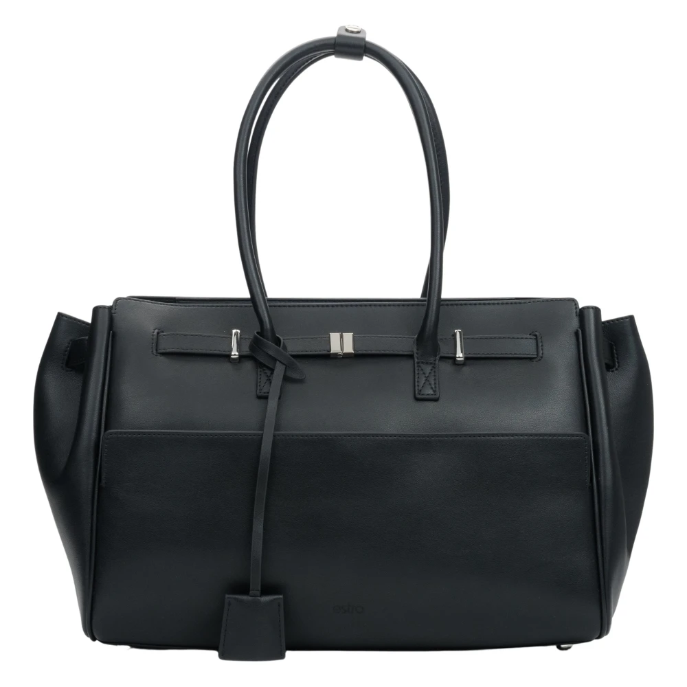 Estro Women's Black Structured Satchel Bag - Shoulder Bags - One Size - Bags