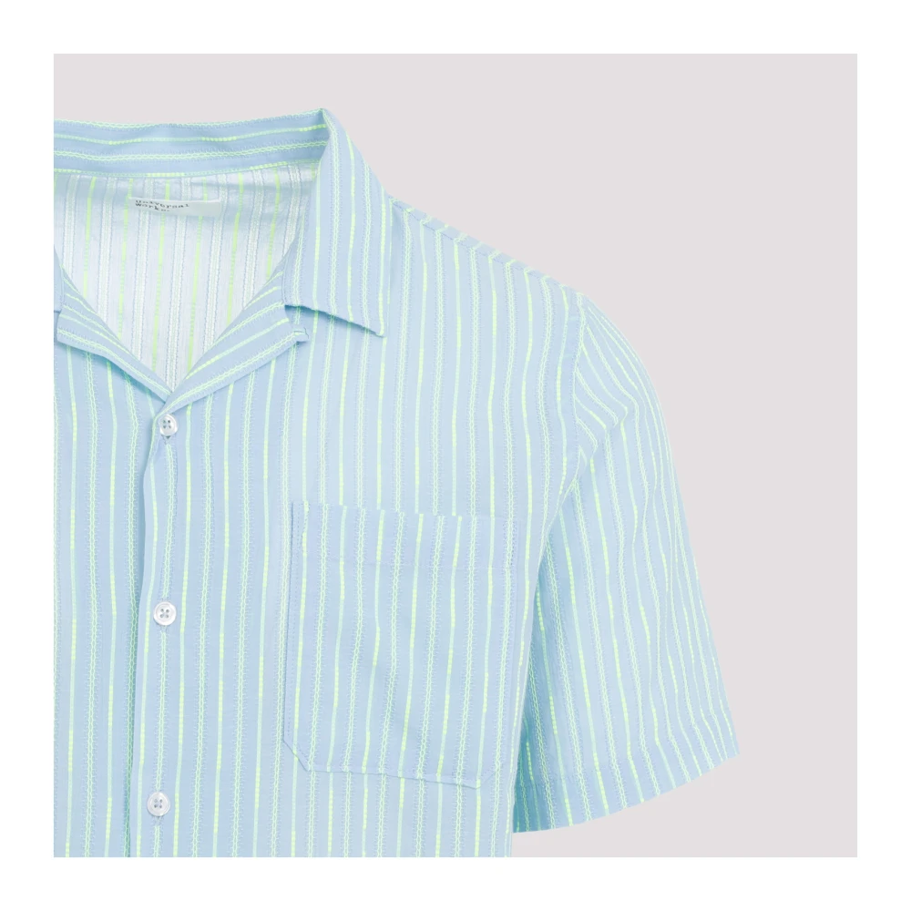 Universal Works Katoenen Shirt in Sky Green Multicolor Heren