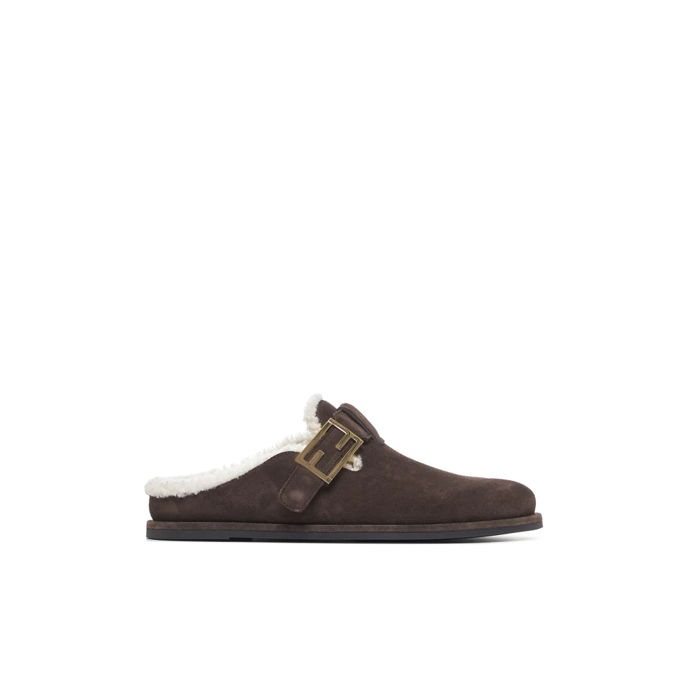 Fendi Brun Mocka Feel Mules Sandaler Brown, Dam