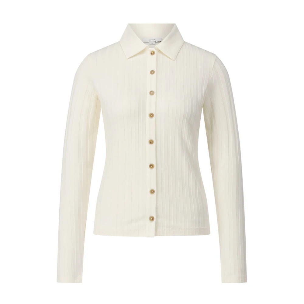 Vince Geribbeld Shirt Blouse Stijl Beige Dames