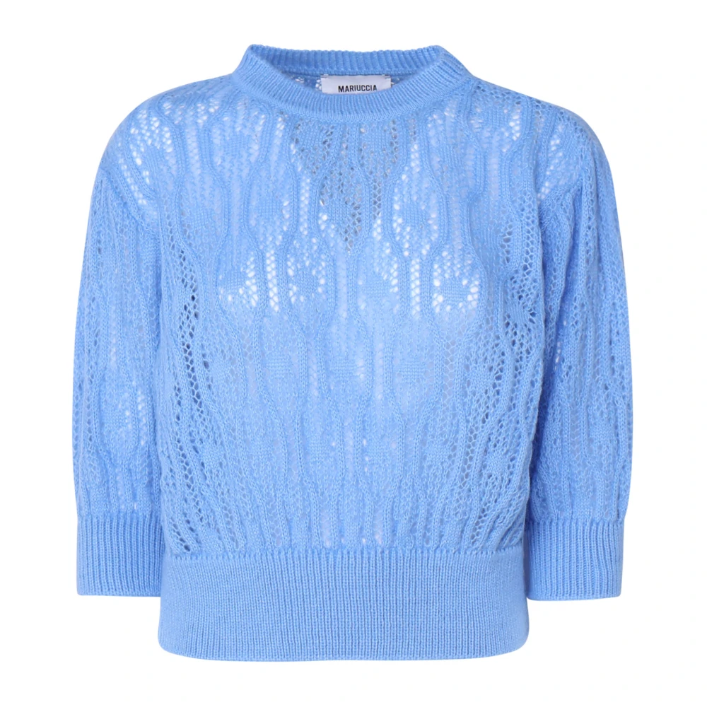 Mariuccia Milano Blauwe Katoenen Trui Ronde Kraag Blue Dames
