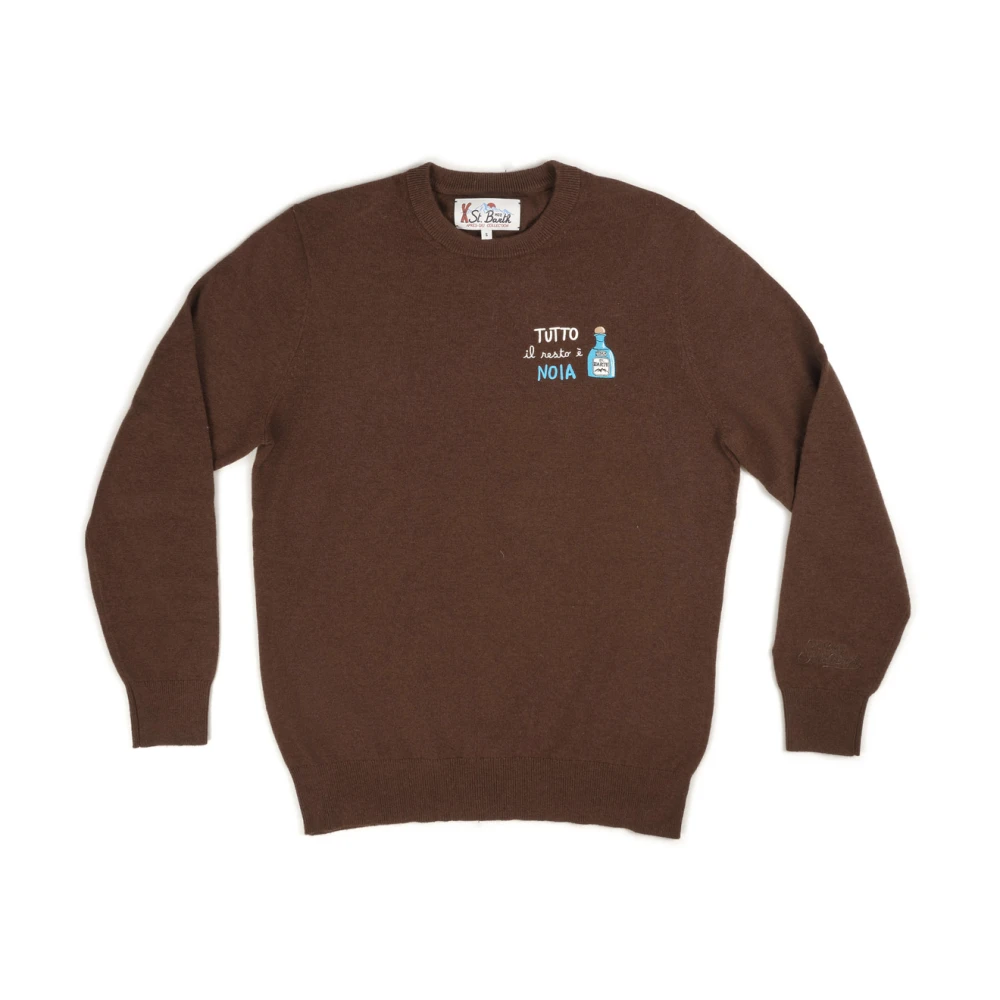 Mc2 Saint Barth Men's Brown Hoodies & Sweatshirts For Heron Light - Round-Neck Knitwear - 2XL - Knitwear