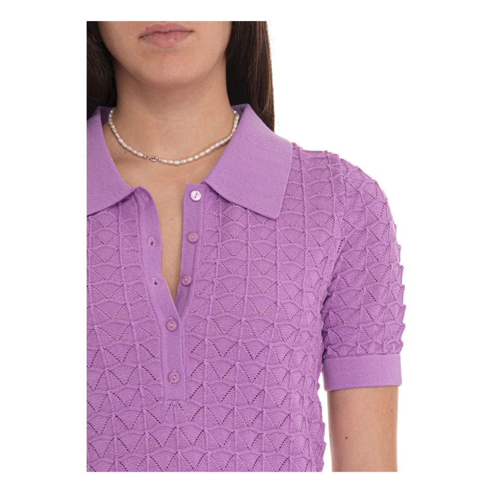 Suncoo Korte mouw polo in punto canestro Purple Dames