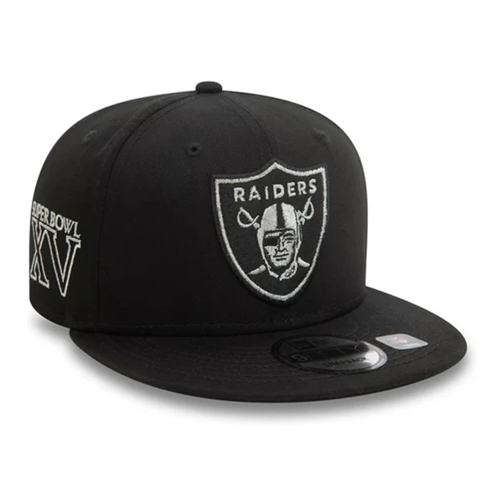 new era Zwarte Raiders Metallic Outline Pet Black Heren