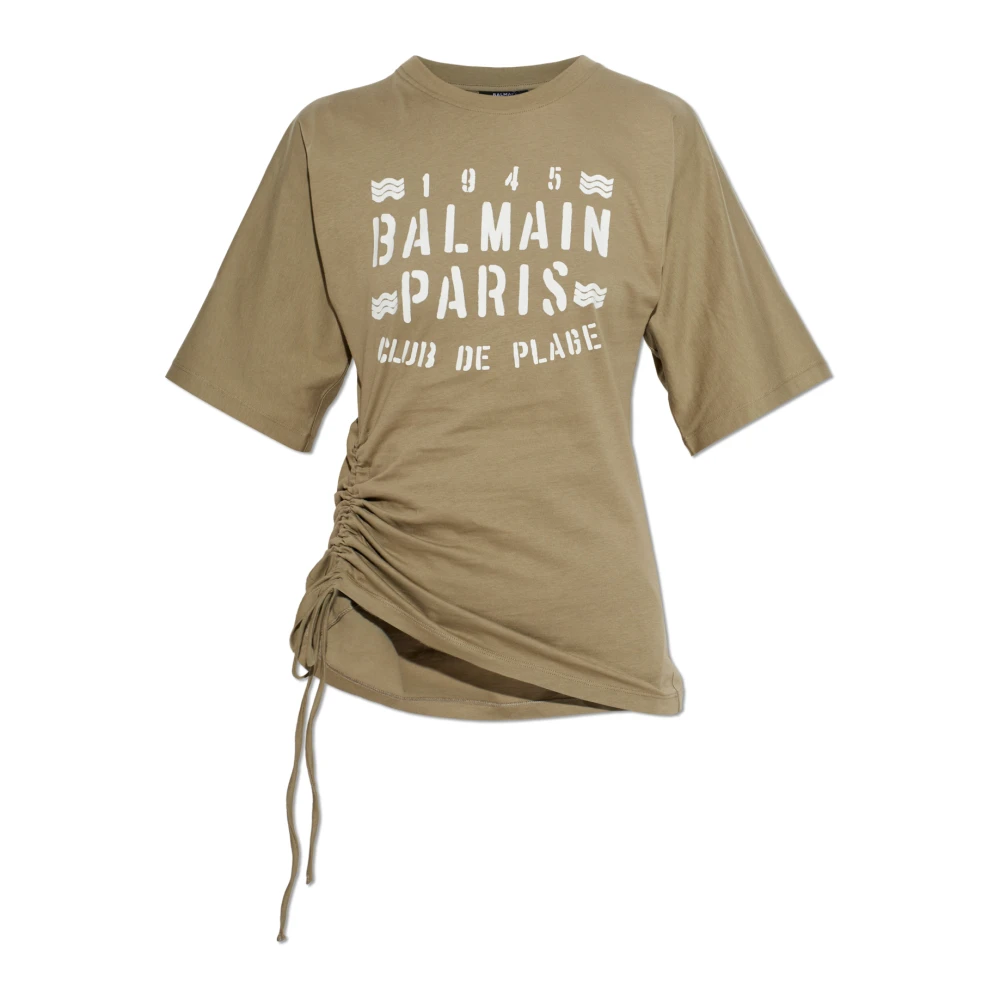 Balmain Green Printed T-Shirt - Female - T-Shirts - M - Tops