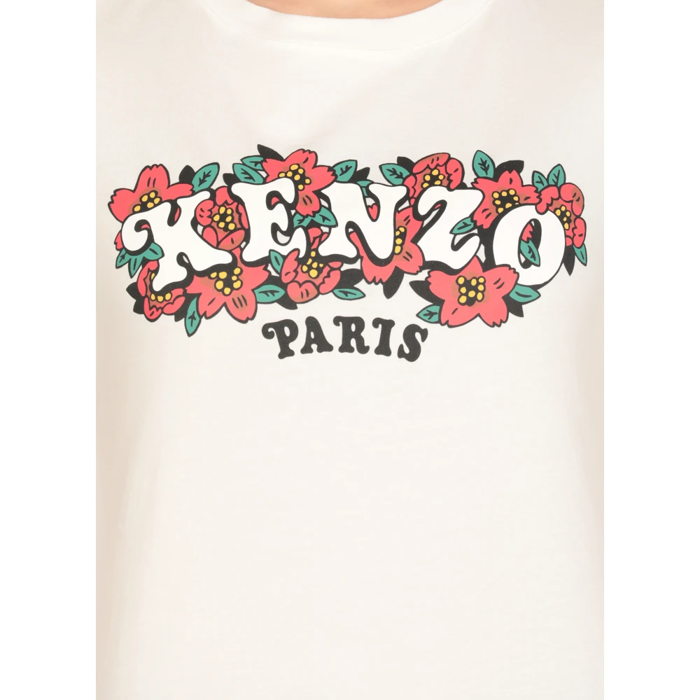 Kenzo Wit Katoenen T-shirt met Logoprint White Dames