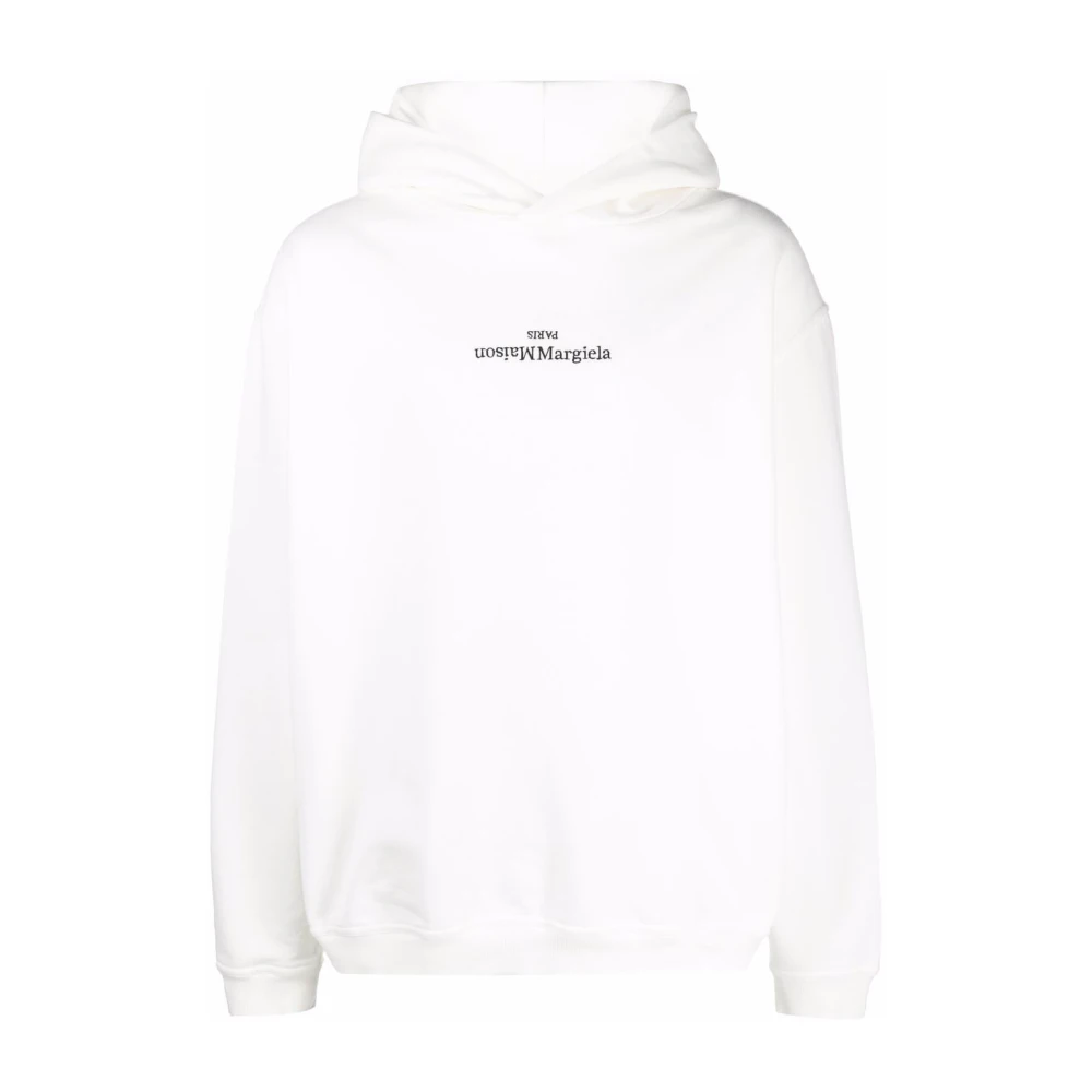 Maison Margiela Mannelijk Wit Hoodies & Sweatvesten Heren, L, Katoen, Logo Hoodie