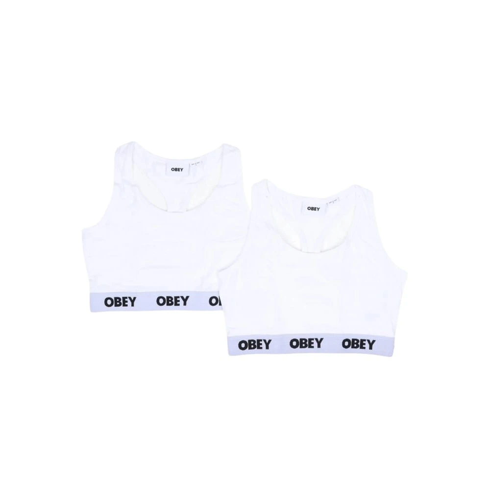 Obey Witte Bralette 2 Pack White Dames
