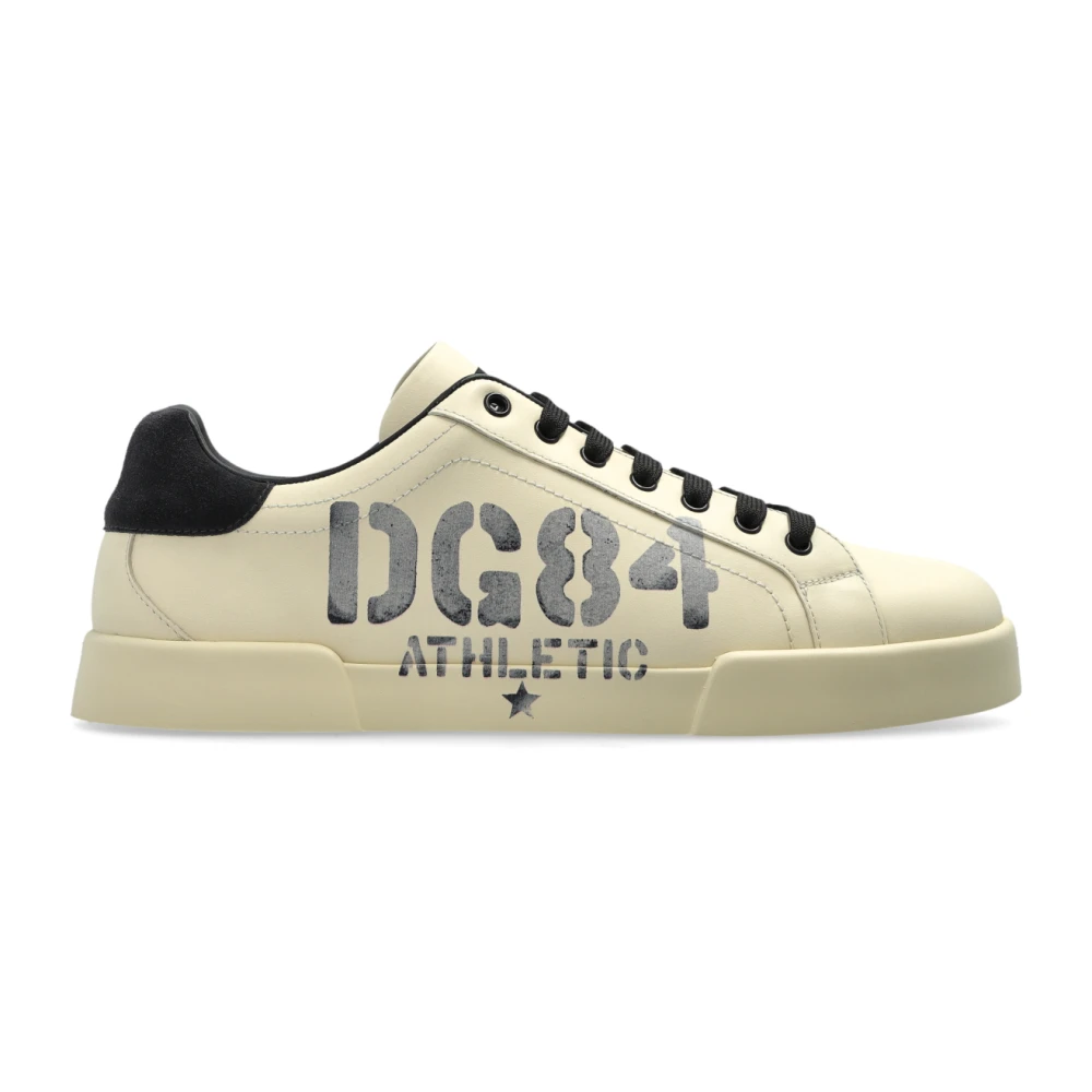 Dolce & Gabbana Men's Beige Sneakers, 8 Uk, Logo Trainers