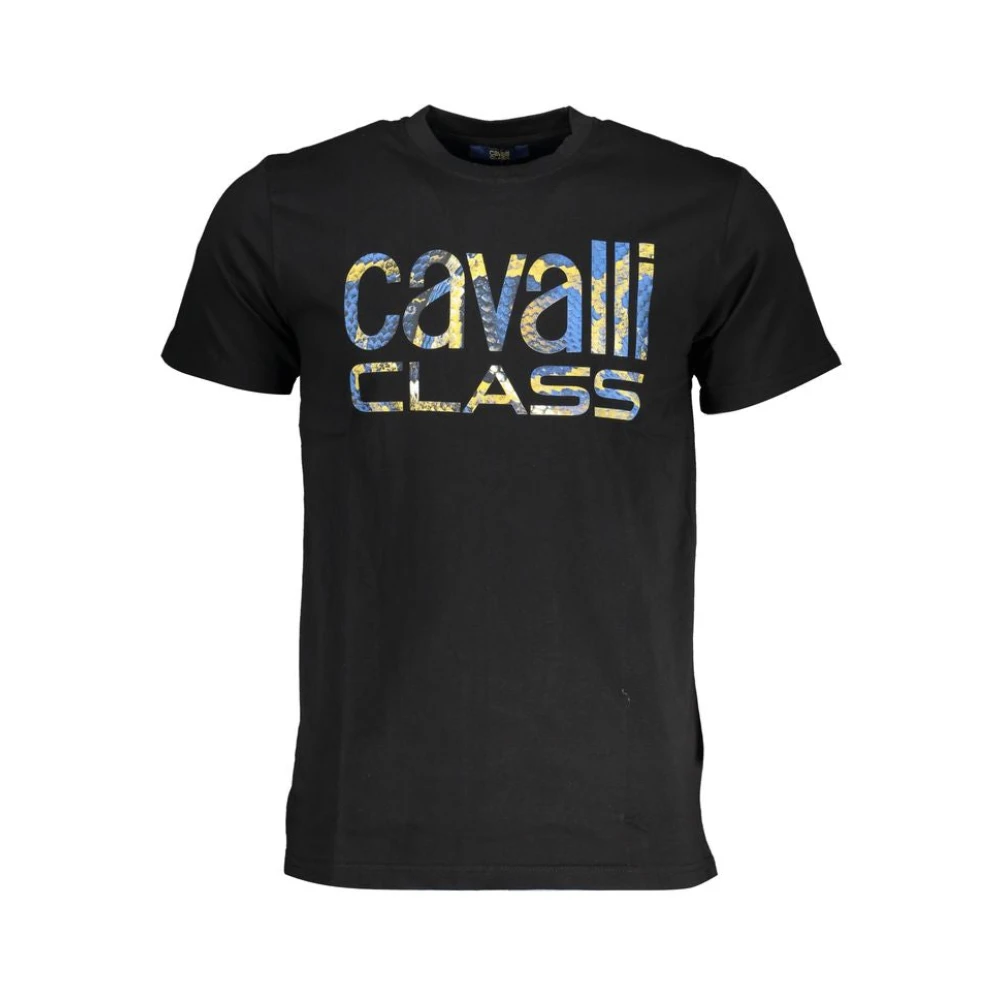 Cavalli Class Zwart Katoenen Bedrukt Logo T-Shirt Black Heren