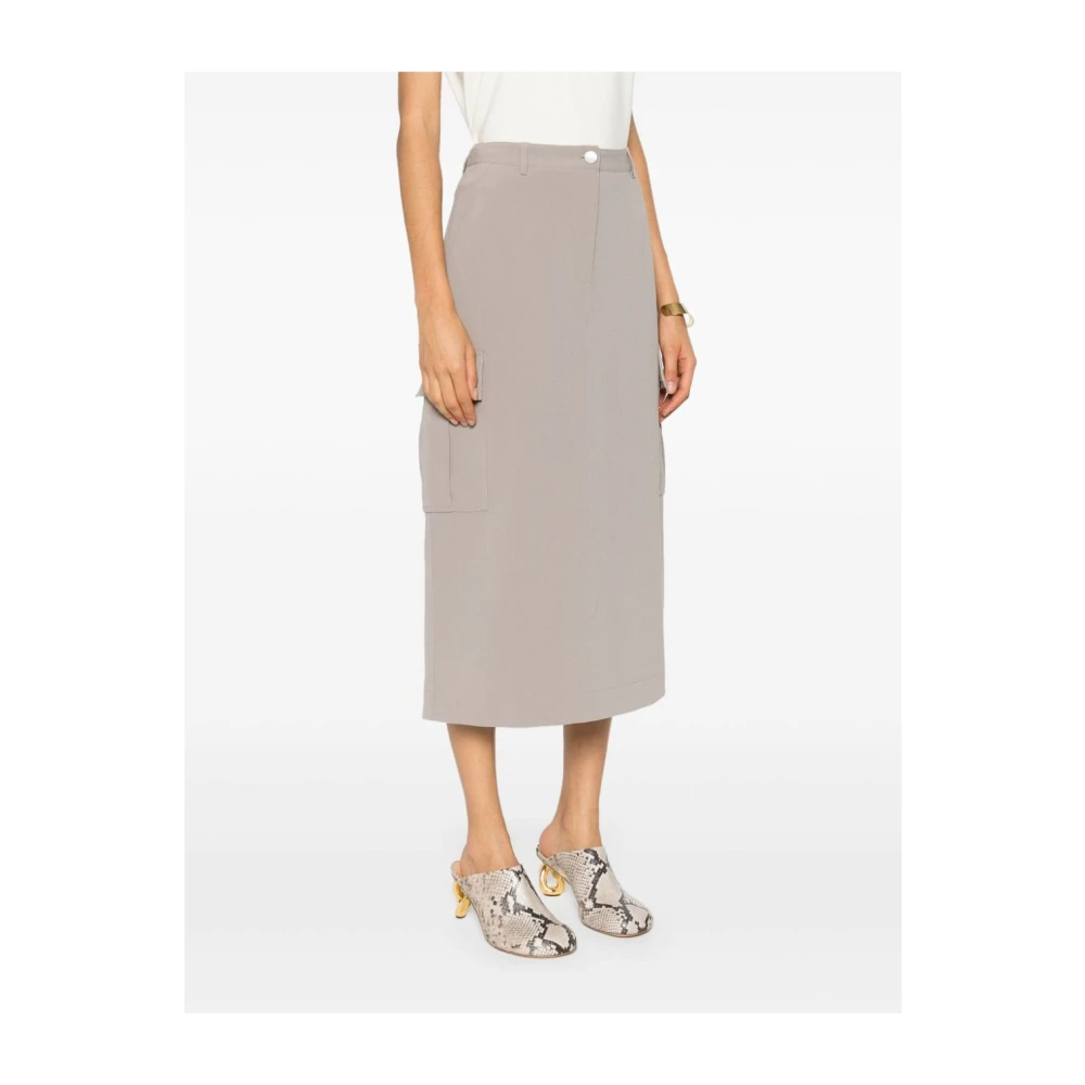 Theory Duifgrijze Midi Rok met Zakken Gray Dames