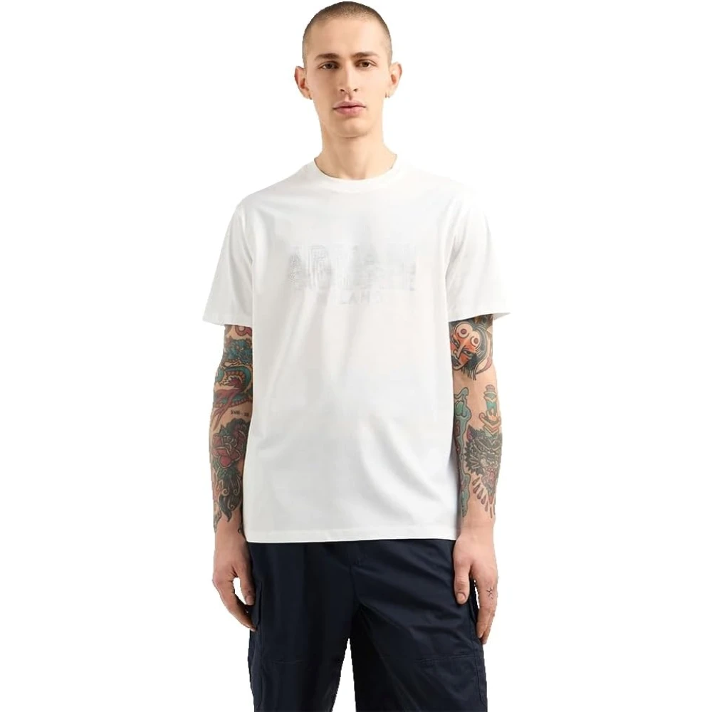 Armani Exchange Mannelijk Wit Tops Heren, 2XL, Katoen, Milano T-Shirt