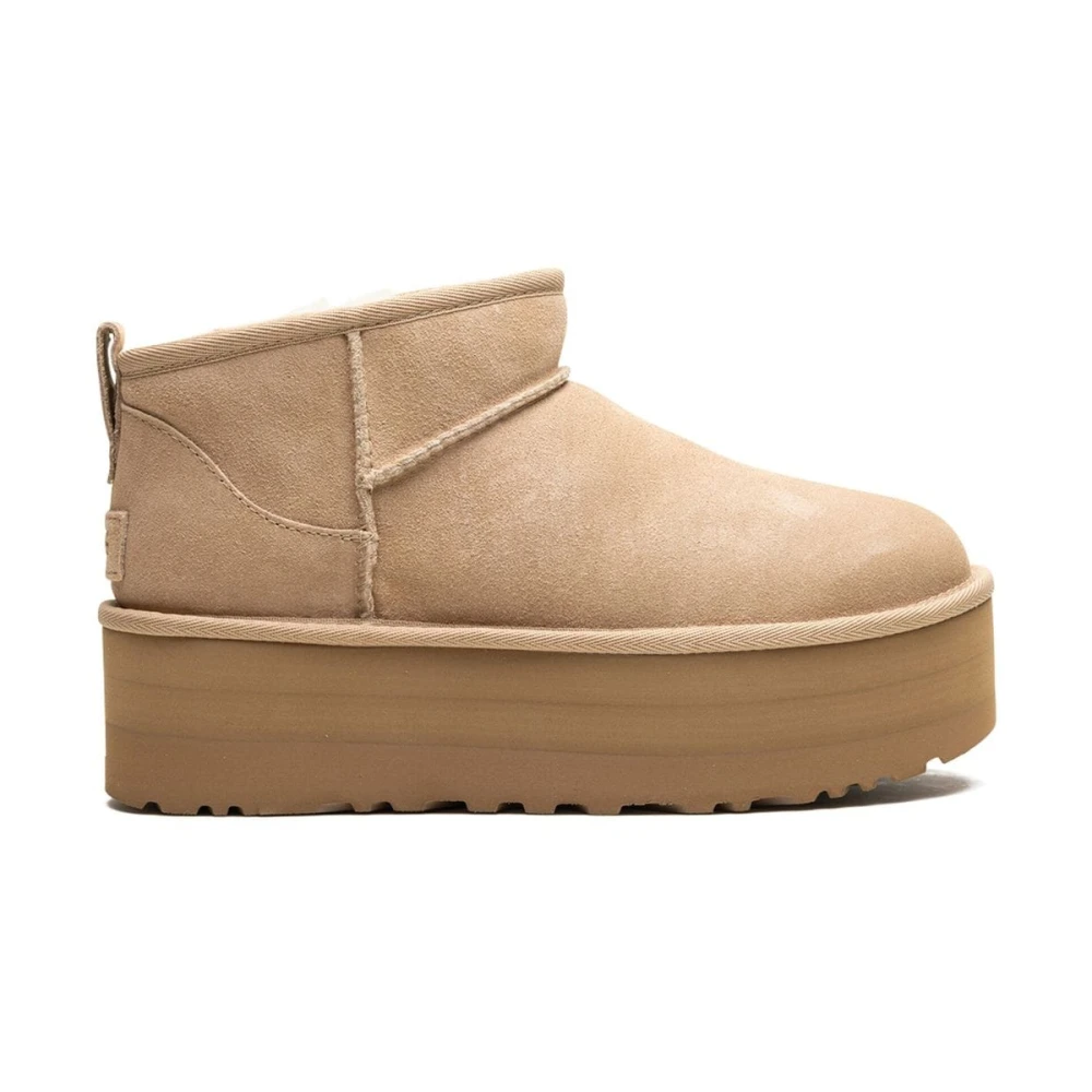 Ugg Women's Beige Classic Ultra Mini Platform Boots Sand - Winter Boots - 7 Uk - Shoes