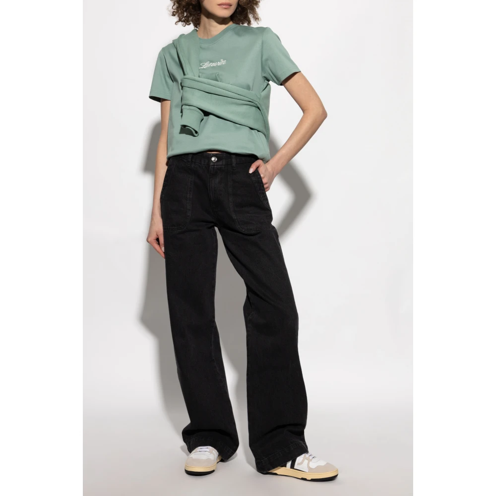 Lanvin T-shirt met geborduurd logo Green Dames