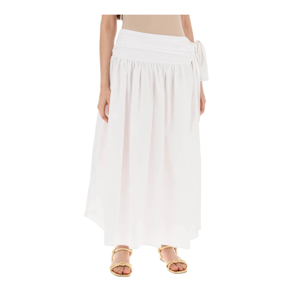 Magda Butrym Flared Cotton Midi Skirt with Side Bow White Dames