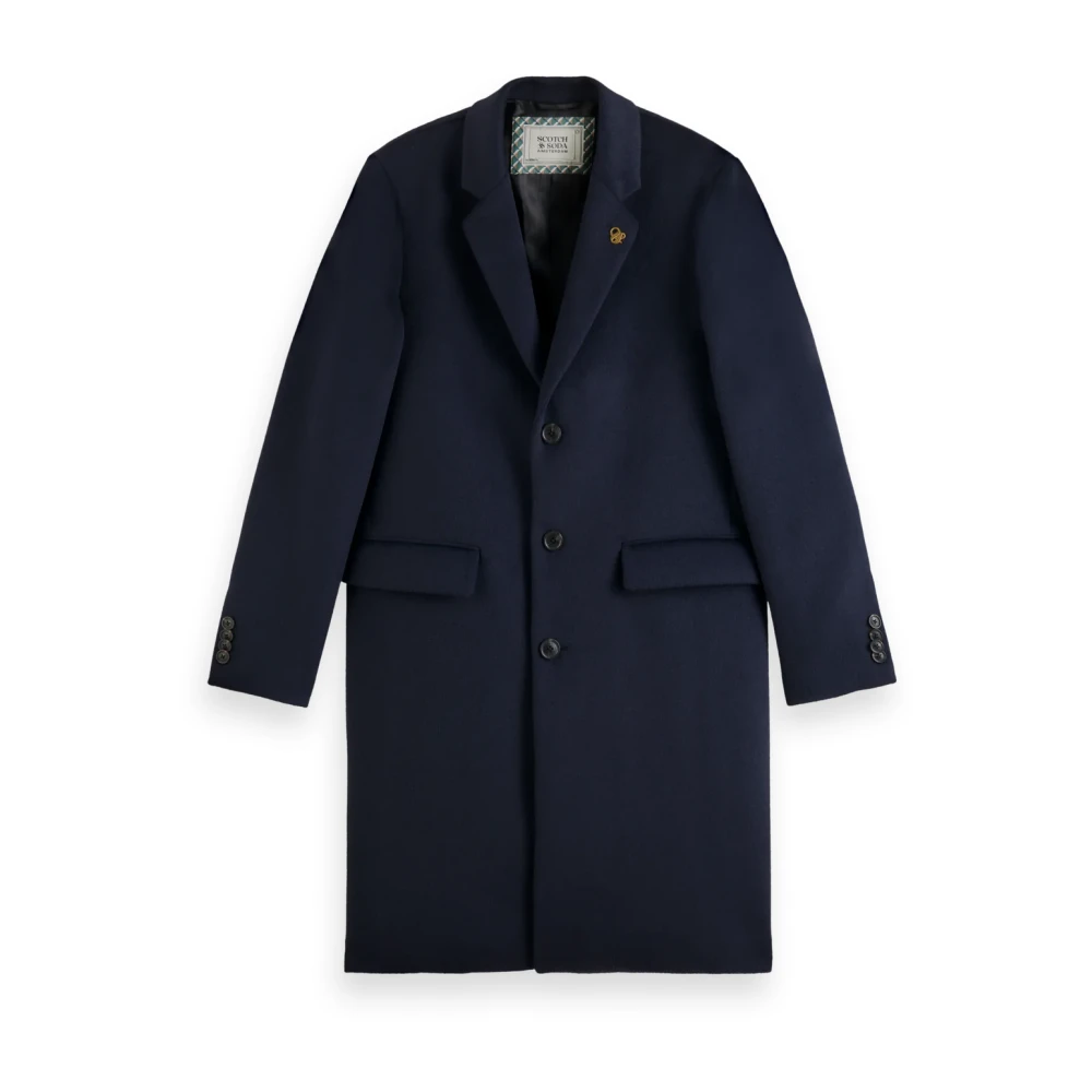 Scotch & Soda Klassieke Wollen Overjas Blue Heren