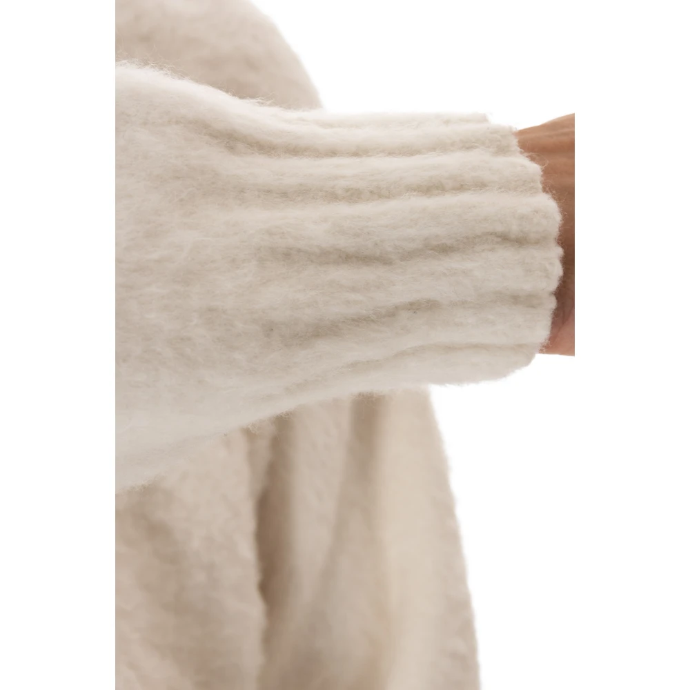 Roberto Collina Oversized Katoenen Trui met Splitten Beige Heren