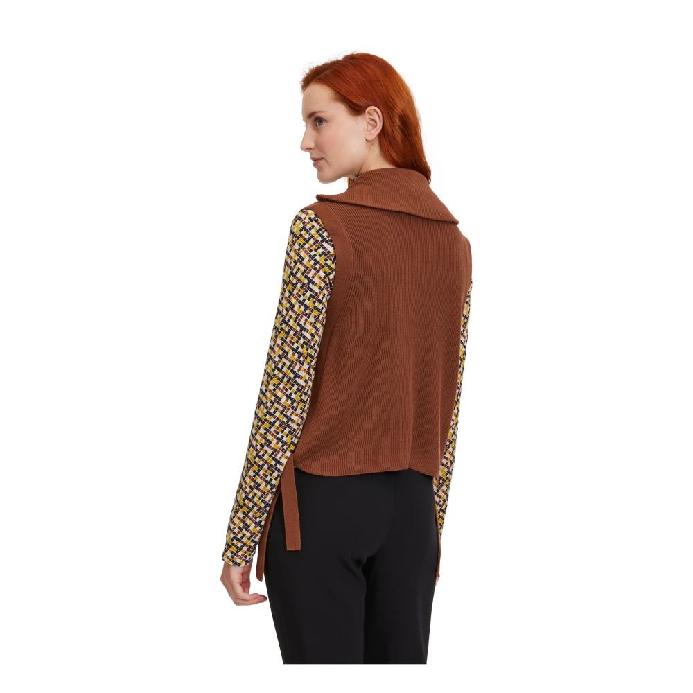 Betty Barclay Mouwloze Gebreide Vest met Rits Beige Dames